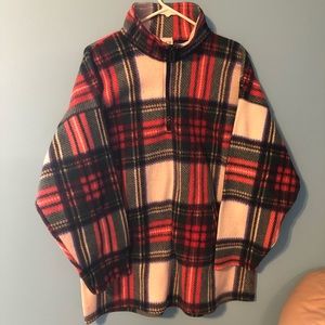 NY & Co Plaid pullover with zipper neck size LG